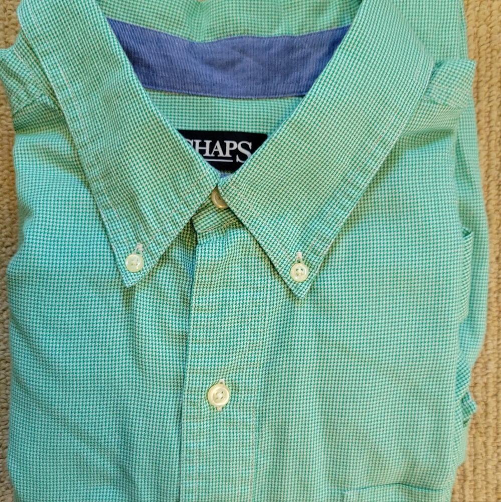 Chaps XXL EUC Men's Green And White Dress Shirt